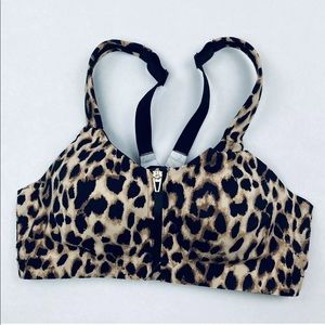 Victoria Secret Knockout Sports Bra 34C Front Close Leopard Cheetah Print